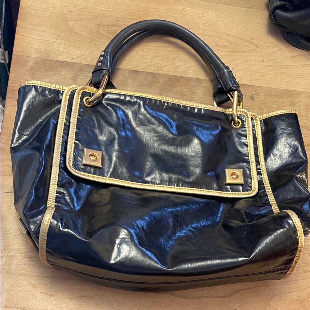 Marc Jacobs Black and Gold Women's Tote Bag Made in Italy